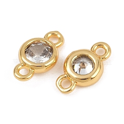 Brass Pave Clear Cubic Zirconia Connector Charms&nbsp;KK-H078-08G