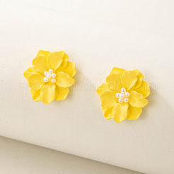 Flower Alloy Resin Stud Earrings&nbsp;FS-WG5AFB8-03
