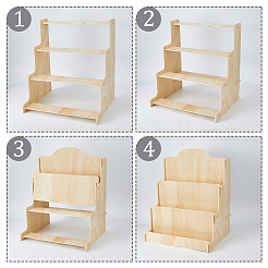 4-Tier Wood Postcard Display Riser Stands&nbsp;ODIS-WH0038-127