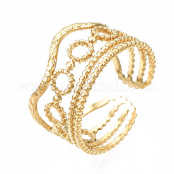 304 Stainless Steel Ring Wrap Open Cuff Ring&nbsp;RJEW-T023-36G