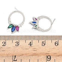 Brass Micro Pave Cubic Zirconia Stud Earrings&nbsp;EJEW-G452-01P