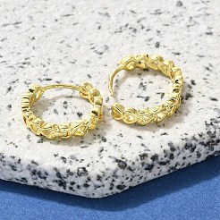 Brass Clear Cubic Zirconia Hoop Earrings&nbsp;EJEW-M047-18G