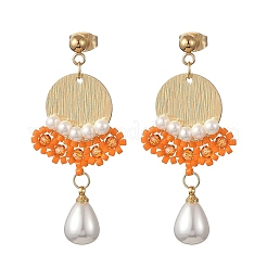 Brass Glass Seed Bead Chandelier Earrings&nbsp;EJEW-MZ00762