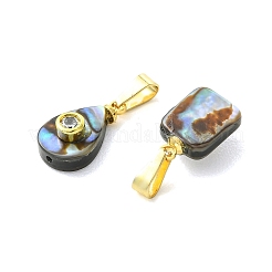Natural Abalone Shell/Paua Shell Micro Pave Cubic Zirconia Pendants&nbsp;PALLOY-JF06002