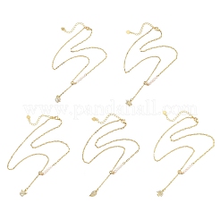 Adjustable Brass Cable Chain & Paperclip Chain Lariat Necklaces&nbsp;NJEW-JN06150
