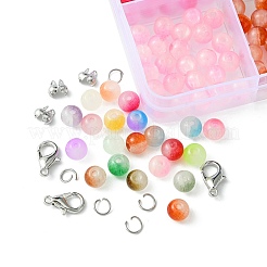 DIY Imitation Jade Glass Round Beaded Bracelets Making Kits&nbsp;DIY-FS0006-19