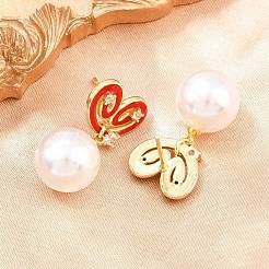 Valentine's Day Brass Clear Cubic Zirconia Dangle Stud Earrings&nbsp;EJEW-Z164-07G