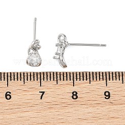 SHEGRACE Teardrop Brass Micro Pave Clear Cubic Zirconia Stud Earrings&nbsp;XGRQ4N877-701P