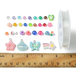 DIY Round & Flat Round with Letters Acrylic & Resin Bracelets Jewelry Making Kits&nbsp;DIY-FS0007-44