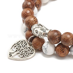Wood & Synthetic Howlite Beaded Stretch Bracelet Sets&nbsp;BJEW-JB07738
