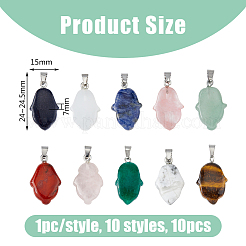 10Pcs 10 Styles Mixed Gemstone Pendants&nbsp;G-HY0001-46