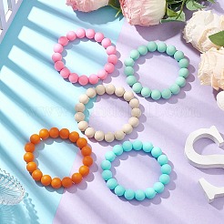 5Pcs 5 Colors 12mm Round Food Grade Eco-Friendly Silicone Beaded Stretch Bracelets for Women Men&nbsp;BJEW-JB10456