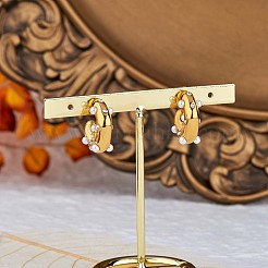 Shell Pearl C-shape Stud Earrings with Clear Cubic Zirconia&nbsp;JE948A