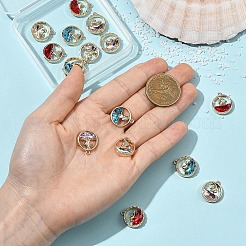 16Pcs 8 Styles Alloy Glass Pendants&nbsp;FIND-YW0012-88
