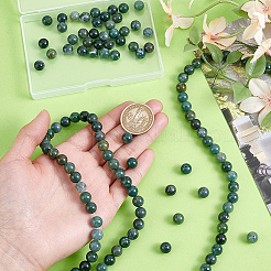 3Strands Natural Moss Agate Beads Strands&nbsp;G-PH0002-93