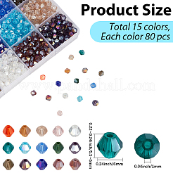 15 Colors Transparent Electroplate Glass Beads&nbsp;EGLA-PA0001-28A