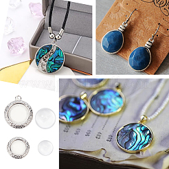 DIY Flat Round Pendant Making Kits&nbsp;DIY-DC0001-04