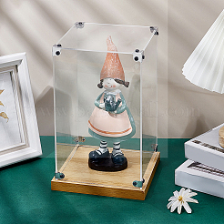 Transparent Acrylic Minifigure Display Cases with Wooden Base&nbsp;ODIS-WH0030-298B