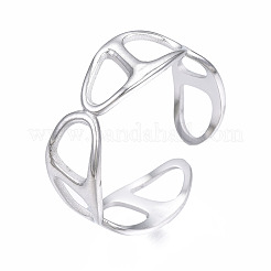 Non-Tarnish 304 Stainless Steel Oval Wrap Open Cuff Ring&nbsp;RJEW-T023-62P