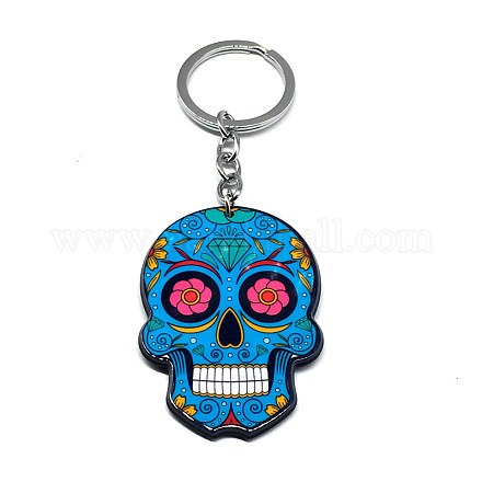 Plastic Pendant Keychain SKUL-PW0002-060F-1