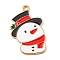 Alloy Enamel Pendants, Christmas Theme, Light Gold, Snowman, 29x19x1.5mm, Hole: 1.5mm