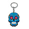 Plastic Pendant Keychain, with Iron Key Rings, Skull, Dodger Blue, Pendant: 5.7x4cm