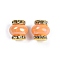 Resin Beads with Brass Rhinestone Rondelle, Lantern-Shaped, for Bracelets, Necklaces, Pen Decor, Cadmium Free & Lead Free, Light Salmon, 14.5x13.5mm, Hole: 3.5mm