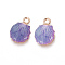 Alloy Enamel Pendants, Shell, Light Gold, Purple, 19x13x4mm, Hole: 1.4mm