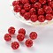 Pave Disco Ball Beads, Polymer Clay Rhinestone Beads, Grade A, Round, Light Siam, Rhinestone: PP13(1.9~2mm), 6 Rows Rhinestone, 10mm, Hole: 1.5mm