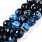 Dyed Natural Agate Beads Strands, Round, Faceted, Dodger Blue, 13~13.5x13~13.5mm, Hole: 1mm, about 28pcs/strand, 14.96~15.48''(38~38.7cm)