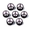 Handmade Polymer Clay Beads, Flat Round with Peace Sign, Pink, 9~10x4.5mm, Hole: 1.6mm