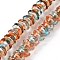 Transparent Glass Beads Strands, Two Tone, Flower, Teal, 11~12x7.5~8mm, Hole: 1.4mm, about 50pcs/strand, 11.42''(29cm)