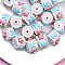 Opaque Acrylic Beads, Hand Painted Beads, Enamel Style, Rondelle, Light Sky Blue, 18~23mm