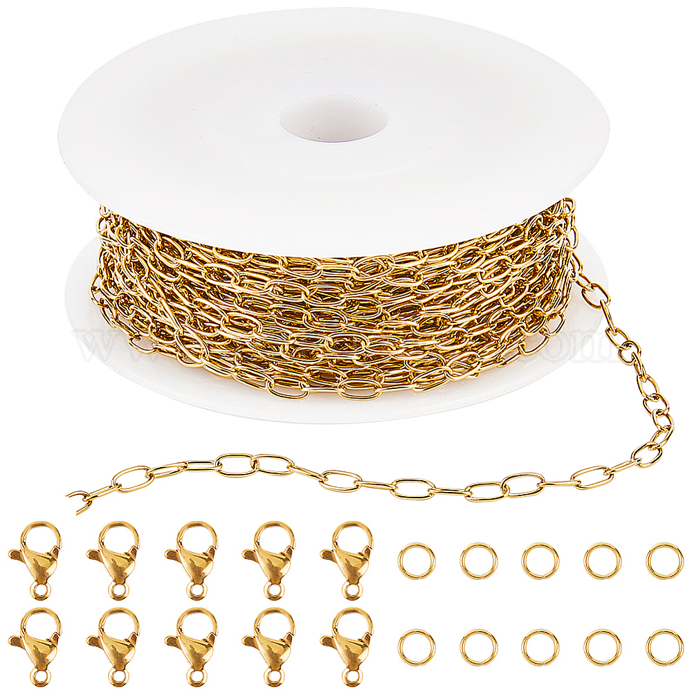 Wholesale 10M Ion Plating(IP) 304 Stainless Steel Paperclip Chains wih ...