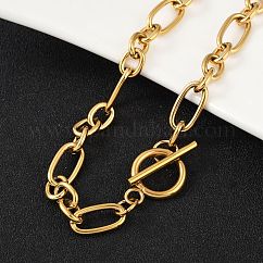 Ion Plating(IP) 304 Stainless Steel Figaro Chain Necklaces, with Toggle Clasps, Golden, 20.59 inch(52.3cm)