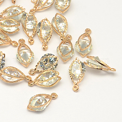 Horse Eye Alloy Charms, with Cubic Zirconia, Light Gold, 15x8x5mm, Hole: 1mm