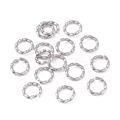 Tarnish Resistant 304 Stainless Steel Open Jump Rings, Twisted Round, Stainless Steel Color, 8x1.2mm, 17 Gauge, Inner Diameter: 5.5~6mm
