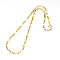 PVD Vacuum Plating 304 Stainless Steel Figaro Chain Necklace Making, Real 18K Gold Plated, 17.91 inch(45.5cm), 3mm