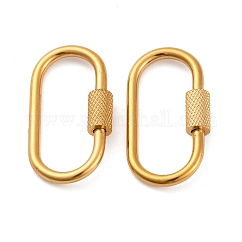 Ion Plating(IP) 304 Stainless Steel Screw Carabiner Lock Charms, for Necklaces Making, Quick Links, Oval, Golden, 26x14x4mm, Screw: 8x4mm
