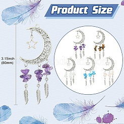 10Pcs 5 Colors Tibetan Style Alloy with Mixed Stone Chip Big Pendants&nbsp;PALLOY-CJ00159