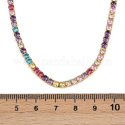 925 Sterling Silver Pave Colorful Cubic Zirconia Tennis Necklaces for Women&nbsp;NJEW-C096-01B-G01
