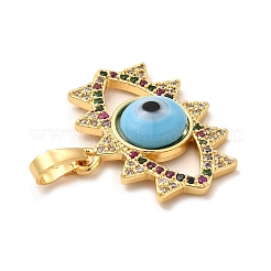 Rack Plating Brass Micro Pave Colorful Cubic Zirconia Pendants&nbsp;LAMP-A153-03G-01