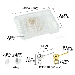 40Pcs 2 Colors 304 Stainless Steel Stud Earring Findings&nbsp;STAS-FS0001-57