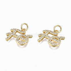 Brass Micro Pave Clear Cubic Zirconia Charms&nbsp;ZIRC-N039-142-NF