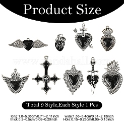 9Pcs 9 Styles Alloy Pendants&nbsp;ENAM-YW0005-90