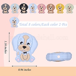 16Pcs 8 Colors Cartoon Animal Dog Silicone Beads&nbsp;JX707A