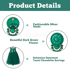 4 Pairs 4 Colors Polyester Tassel Dangle Stud Earrings&nbsp;EJEW-FI0002-41