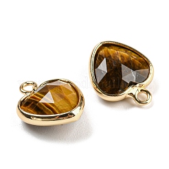 Natural Tiger Eye Faceted Heart Charms&nbsp;G-Q006-07G-08