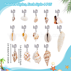56Pcs 14 Styles Shell Retractable Badge Reel with Chains&nbsp;HJEW-PH02235
