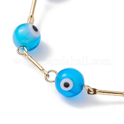 Lampwork Evil Eye Link Chain Bracelets&nbsp;BJEW-JB10045-02